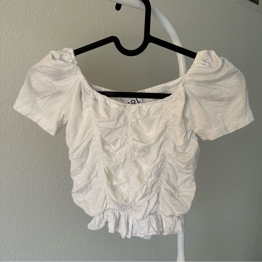 Ruched Short Sleeve Crop Top